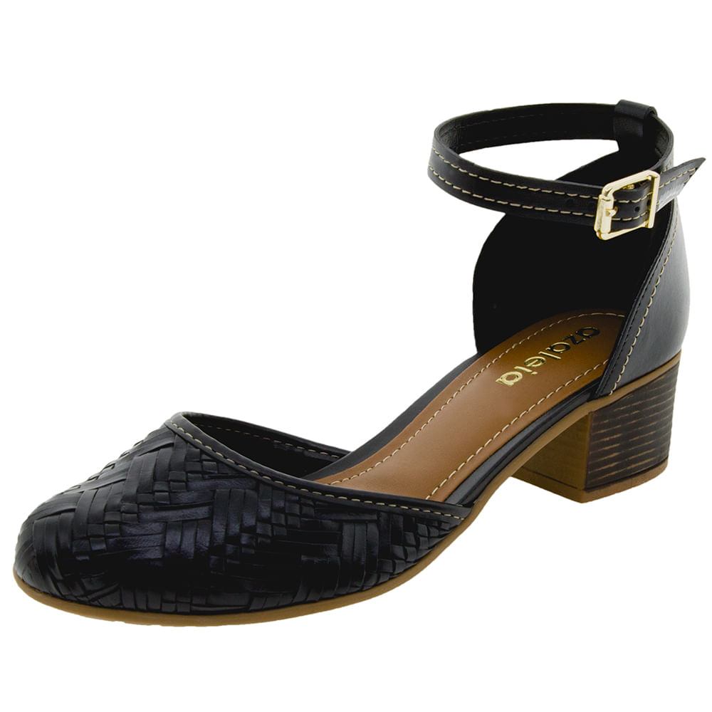 Sapato Feminino Salto Baixo Preto Azaleia Clovis 748878