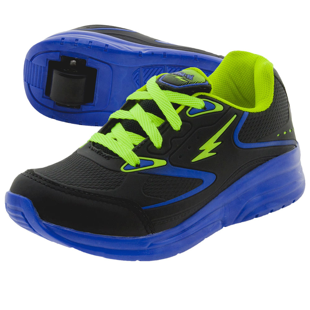 Tênis Infantil Masculino com Rodinha Preto/Royal Minipé Clovis