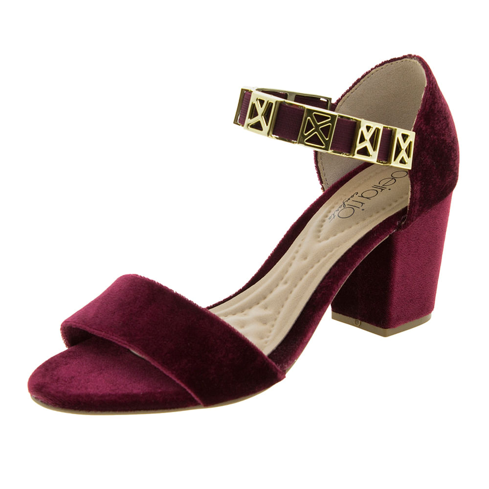 Sandália Feminina Salto Médio Vinho Beira Rio 8280215
