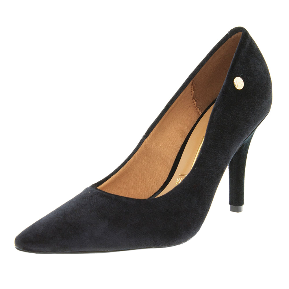Vizzano Verniz Scarpin Vizzano Preto Veludo Sapato Feminino