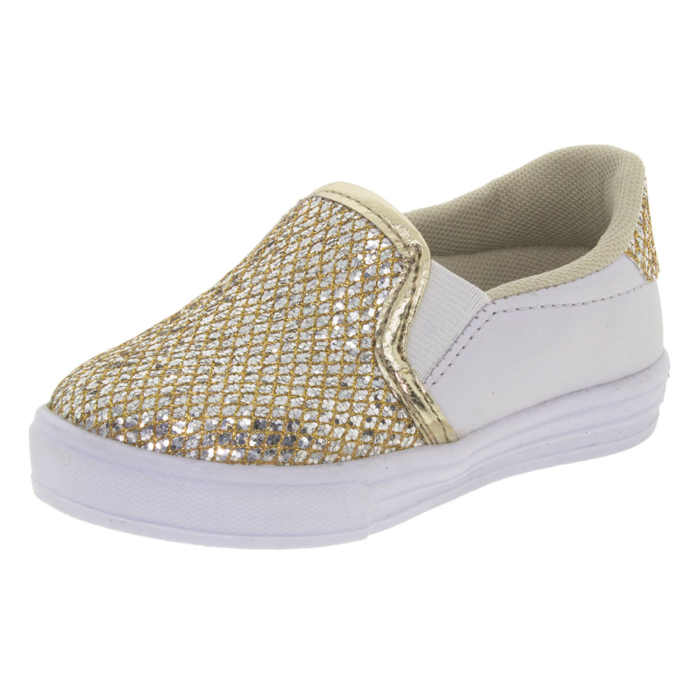 Tênis Infantil Feminino Iate Via Vip VV3056 BRANCO/BEGE 19
