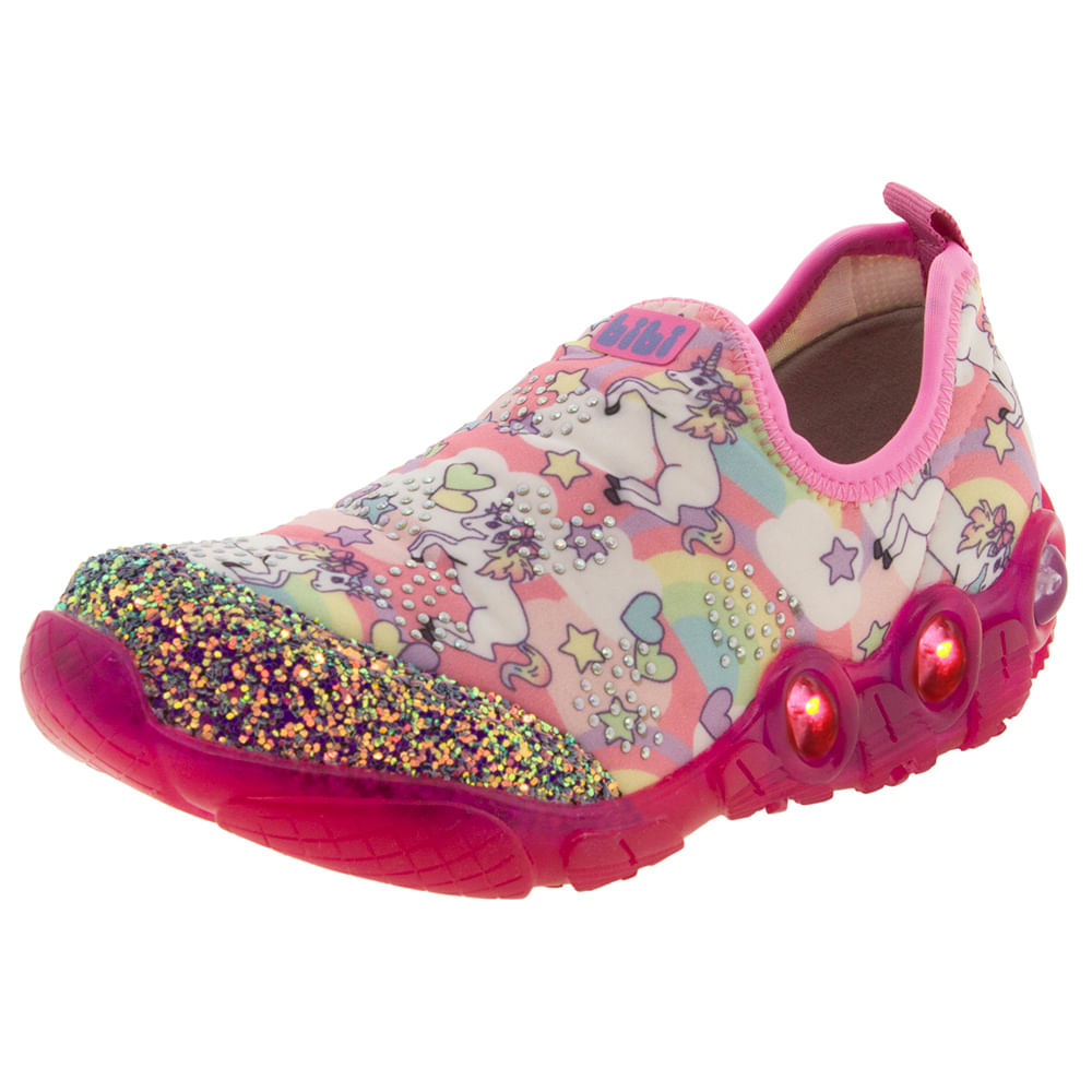 Tênis Infantil Feminino Com Luz Space Wave Rosa Bibi 545148