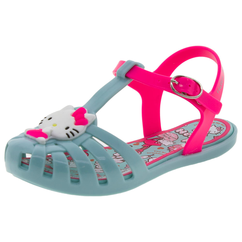 Sandália Infantil Feminina Hello Kitty Azul Grendene Kids  Sandália Infantil Feminina Hello Kitty Azul Grendene Kids
