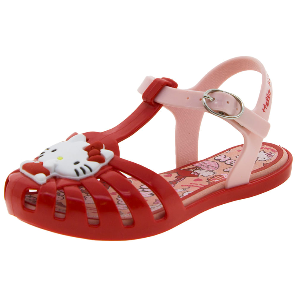 Sandália Infantil Feminina Hello Kitty Vermelha Grendene  Sandália Infantil Feminina Hello Kitty Vermelha Grendene