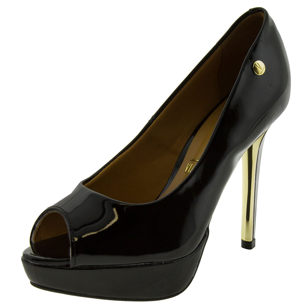 Vizzano Peep Toe Preto Salto Fino Toe Salto Alto Peep Toe Vizzano