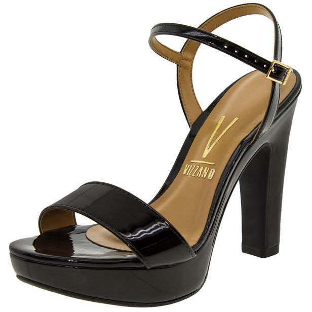 Sandália Feminina Salto Alto Vizzano - 6292100 VERNIZ/PRETO 34