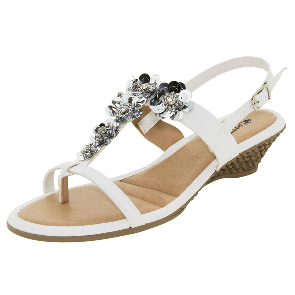 Sandália Feminina Salto Baixo Branca Mississipi X7151