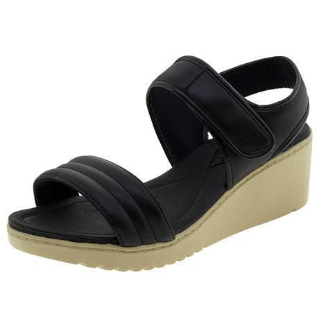 Sandálias femininas pretas, de verão, ortopédicas da loja Clovis.com.br