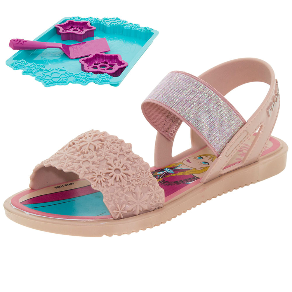 Sandália Infantil Feminina Frozen Cookies Rosa Grendene Kids