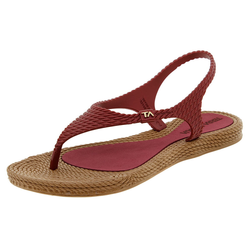 Sandália Feminina Rasteira Vermelha Terra Água 260600