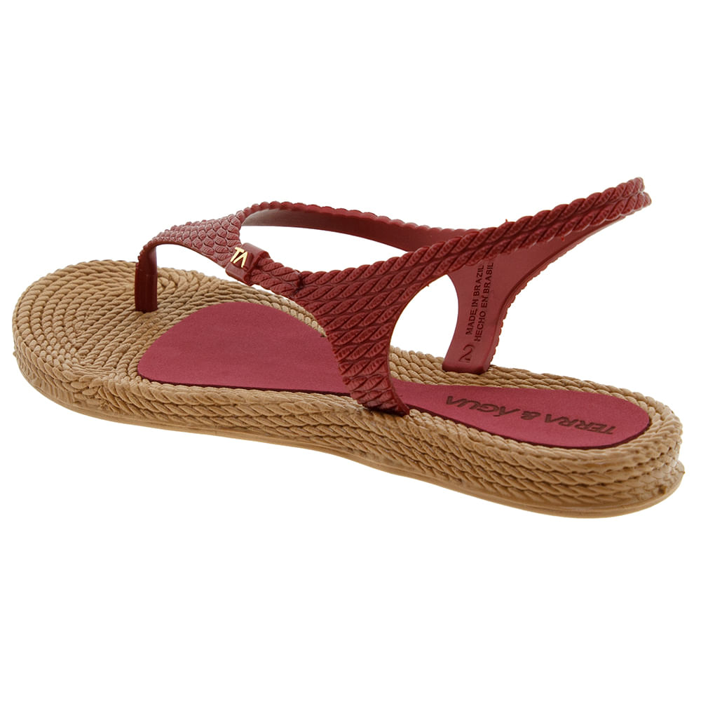 Sandália Feminina Rasteira Vermelha Terra Água 260600