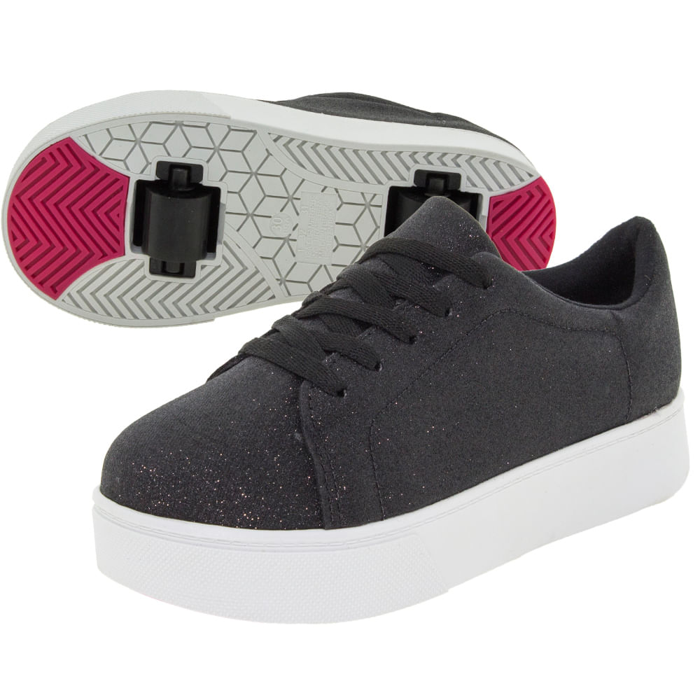 Tênis Infantil Feminino com Rodinha Preto Molekinha 2513100