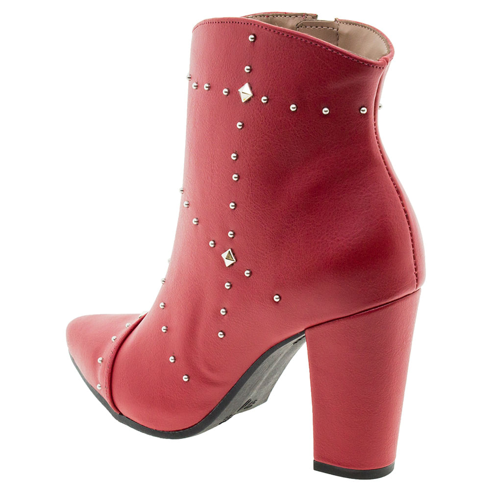 Bota Feminina Ankle Boot Vermelha Bota Feminina Cano Curto