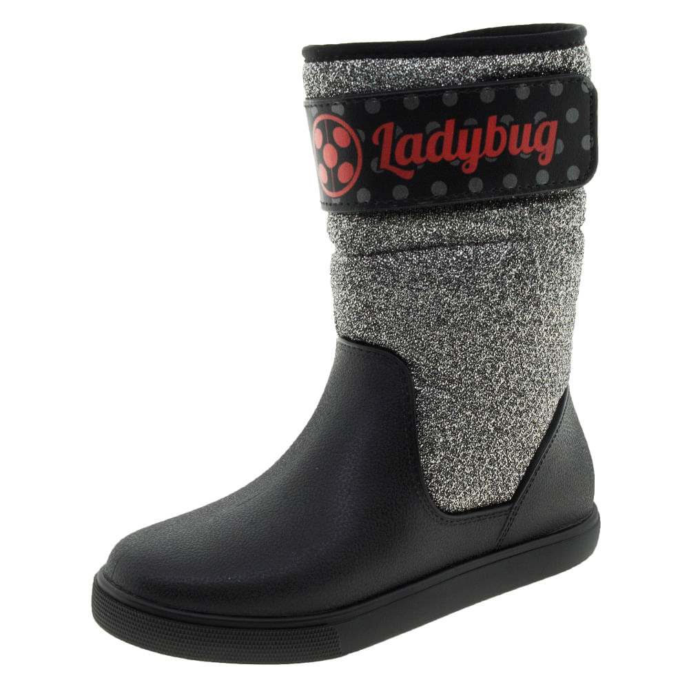 Bota De Ladybug Bota Infantil Feminina Lady Bug Preta Grendene