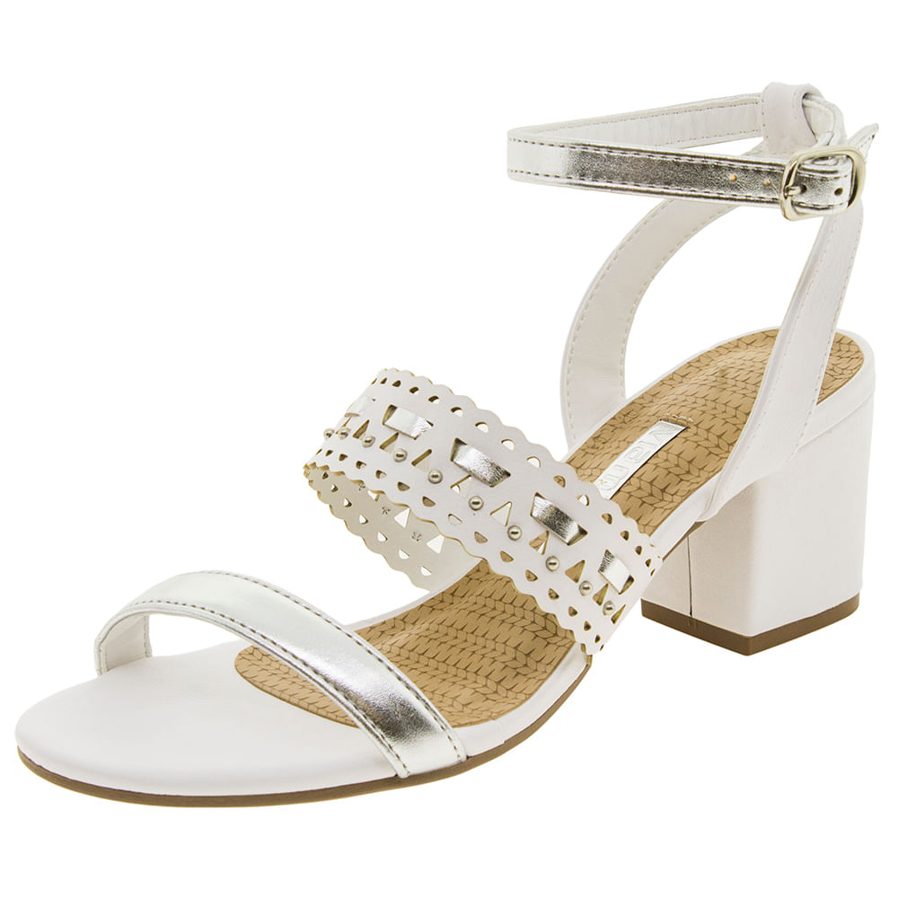 Sandália Feminina Salto Médio Branca Via Marte 1718606