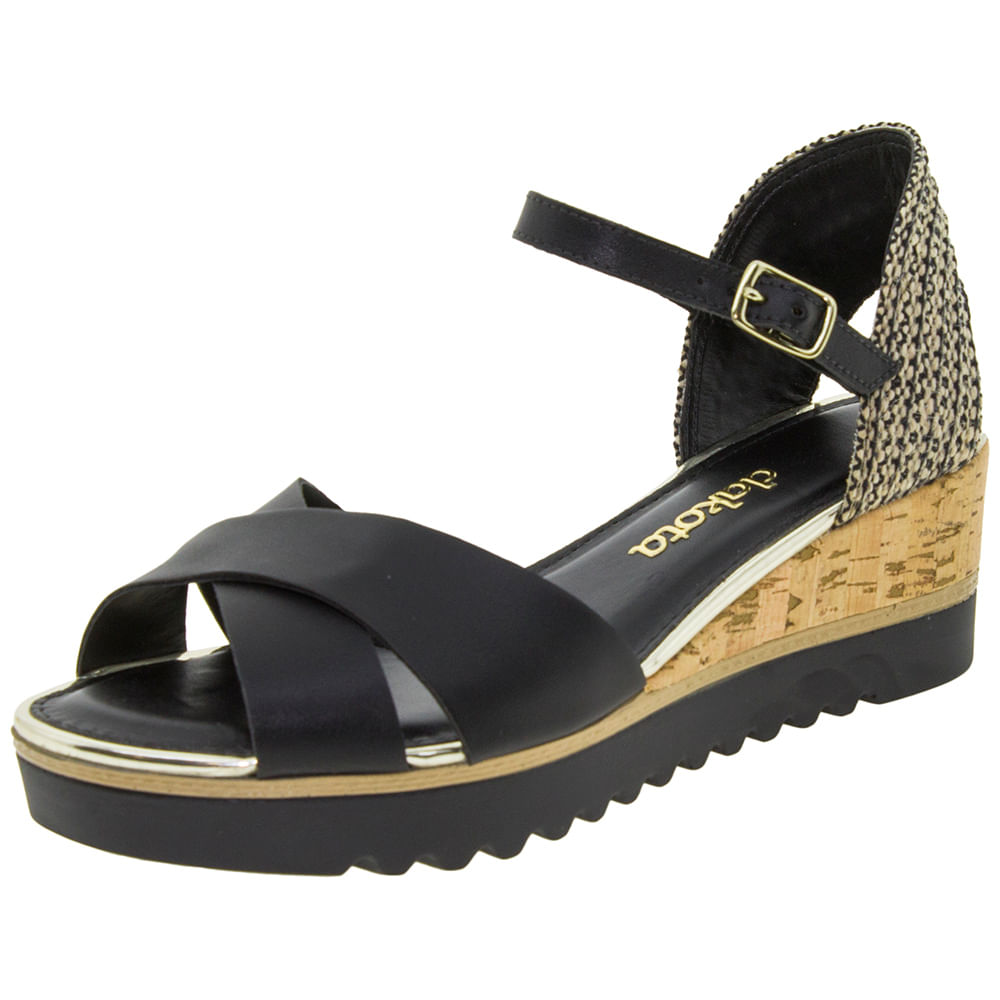 Sandália Feminina Salto Baixo Preta Dakota Z2772