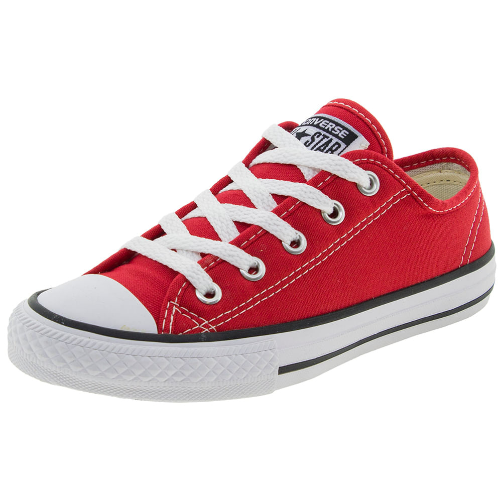 Tenis Infantil Feminino Chuck Taylor Vermelho Converse All Star CK0505 cloviscalcados