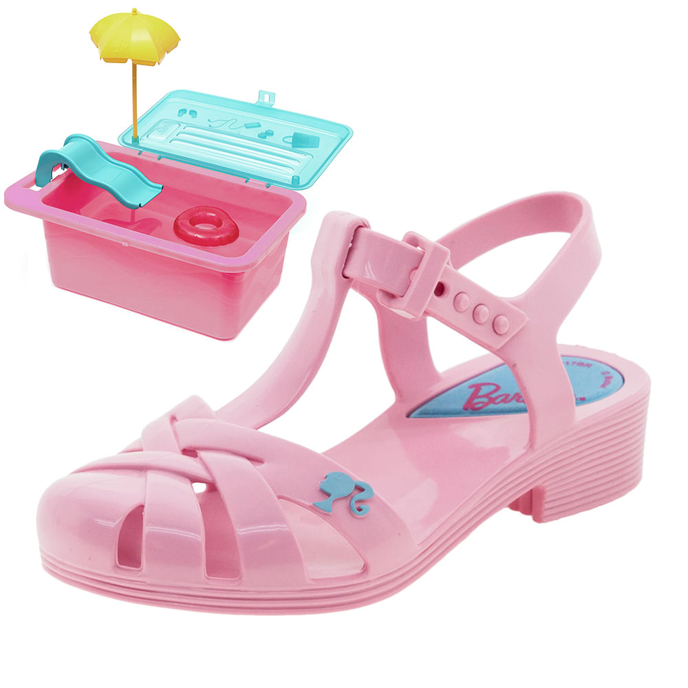 Sandália Infantil Feminina Barbie Rose Grendene Kids 21600