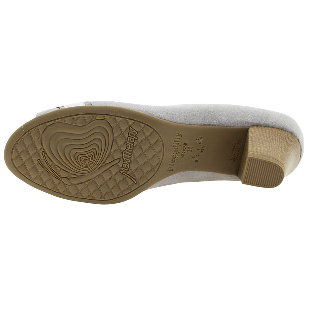 Peep Toe Feminino Salto Baixo Cinza Piccadilly - 714082