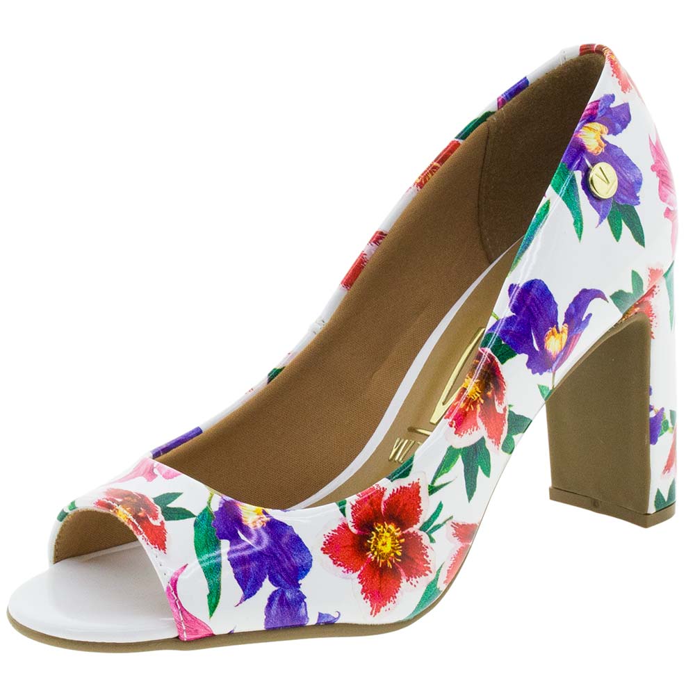 Scarpin Meia Peep Toe Meia Pata Branco Sapato Peep Toe Vizzano