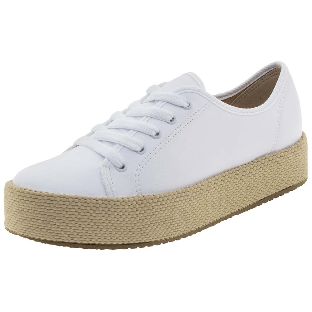 Tênis Feminino Flatform Branco Beira Rio 4194302 cloviscalcados