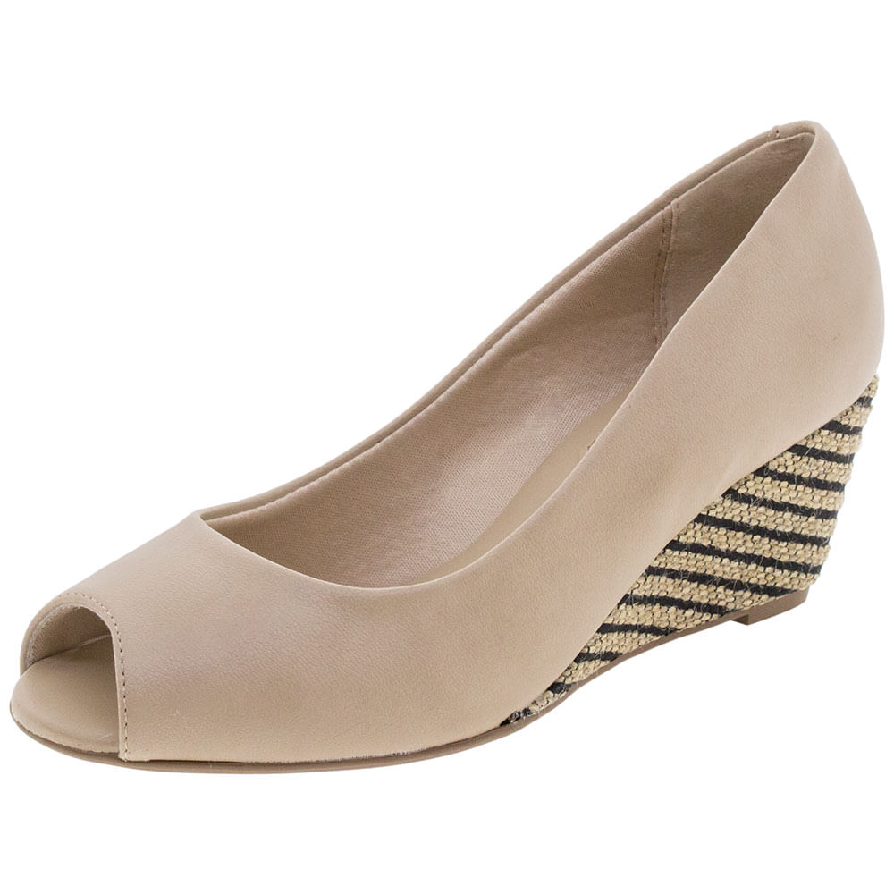 Sapato Anabela Peep Toe Sapato Anabela Vizzano Corda Sandalia
