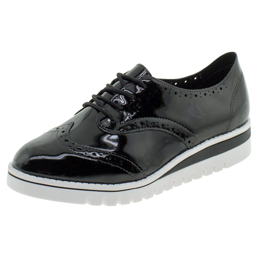 Sapato Feminino Oxford Em Verniz Preto Sapato Feminino Oxford