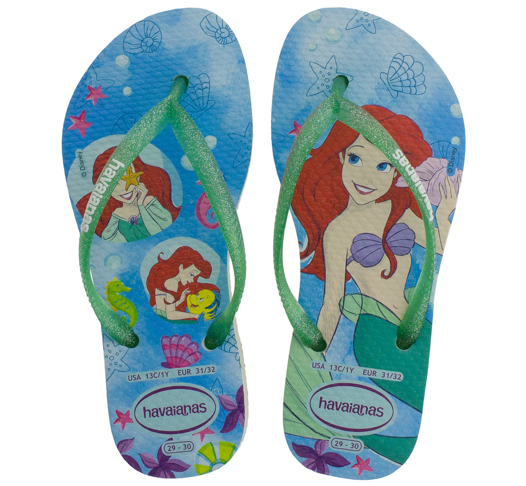 Chinelo Infantil Feminino Slim Princesas Havaianas Kids 4123328  BEGE/VERDE 23/24