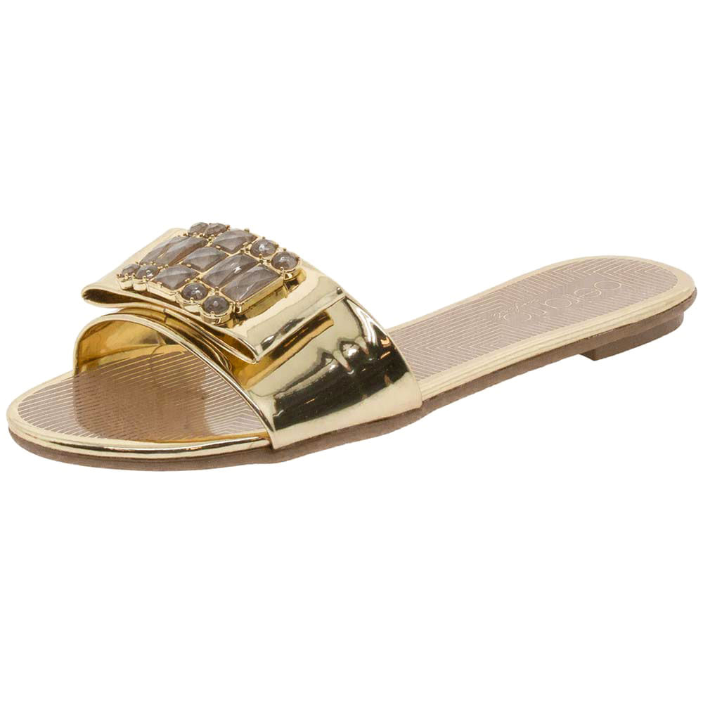 Sandália Rasteirinha Feminina Rasteira Dourada Beira Rio Sandália