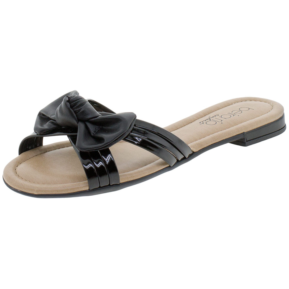 Sandália Feminina Rasteira Beira Rio 8263845 VERNIZ/PRETO 34 - Main Image