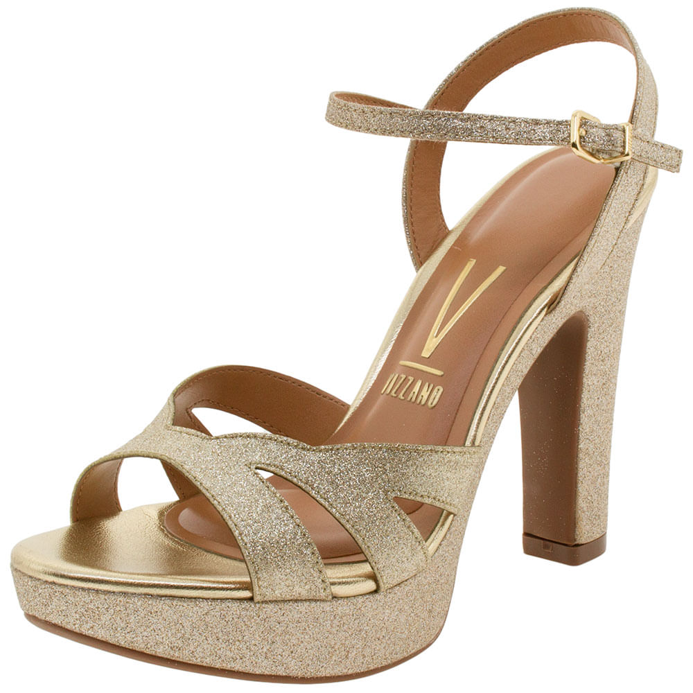 Sandália Feminina Salto Alto Vizzano 6292239 OURO 34