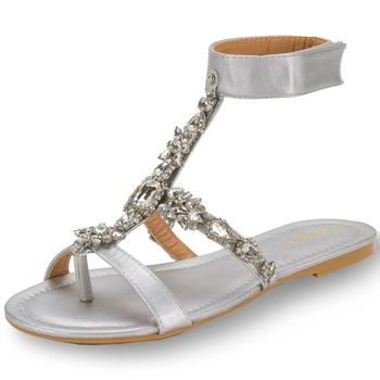 sandalia prata rasteira