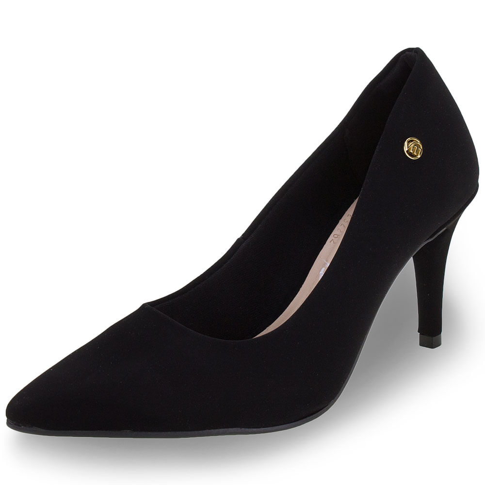 Scarpin Feminino Salto Alto Via Marte 199601 Preto/camurça