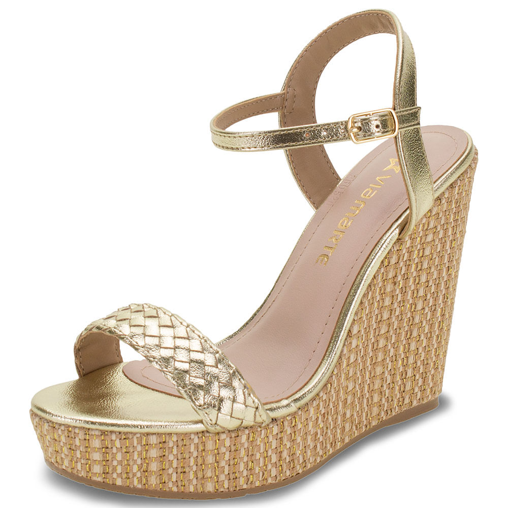 Sandália Feminina Anabela Via Marte 198513 OURO 34
