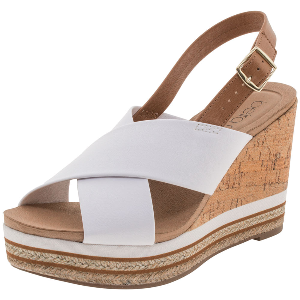 Sandália Feminina Anabela Beira Rio 8406306 Branco 34