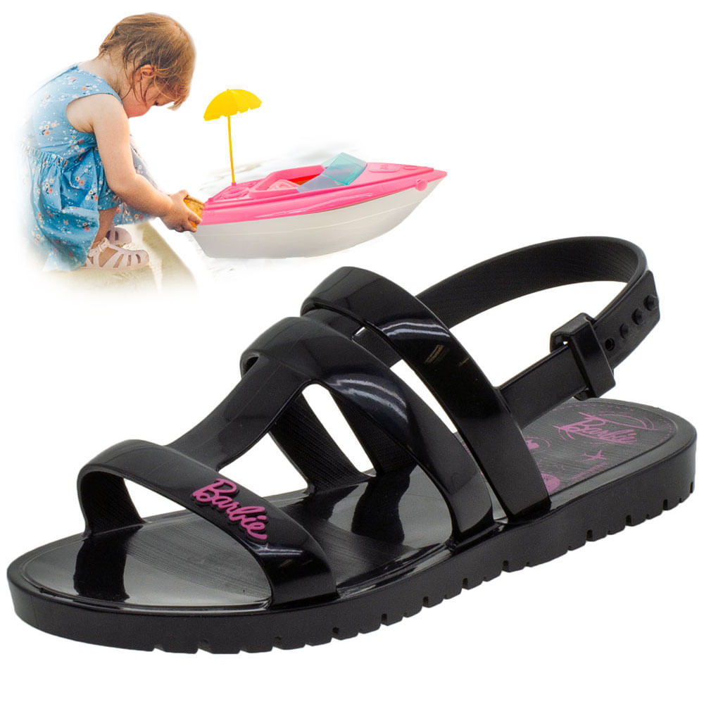 Sandália Infantil Iate da Barbie Grendene Kids 22002 Preto