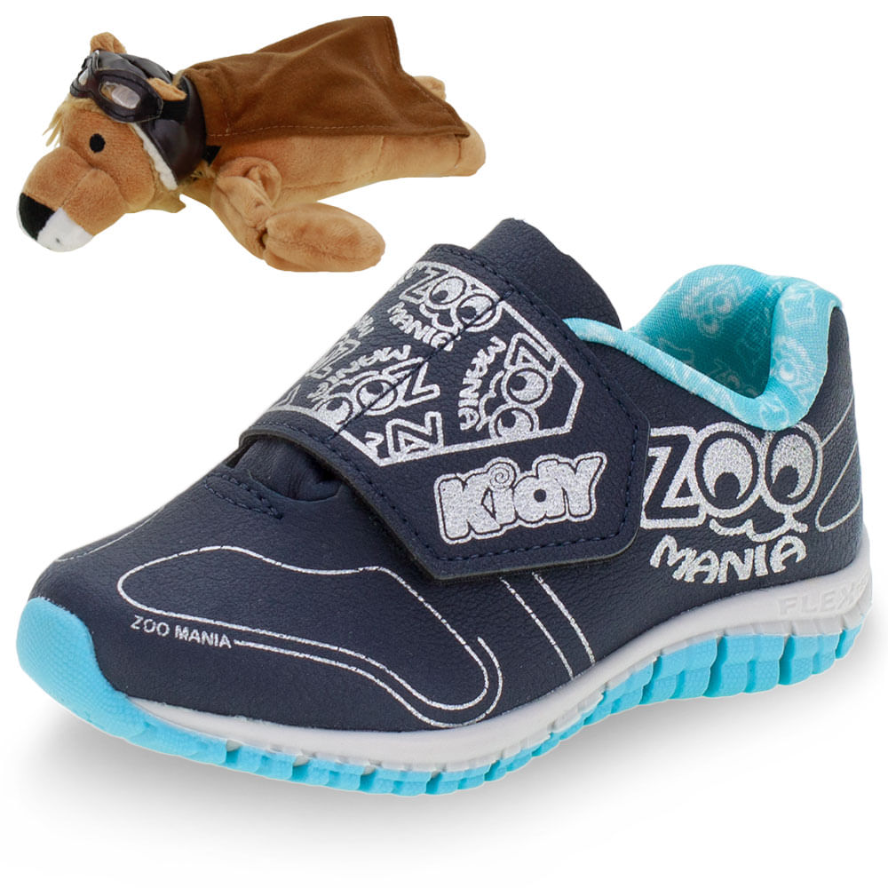 Tênis Infantil Zoo Mania Kidy - 0330006 Azul | Clovis Calçados