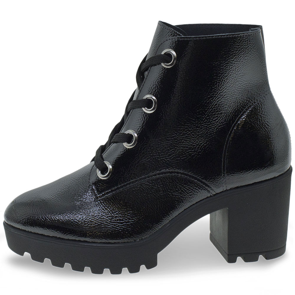 Bota Feminina Coturno Vizzano 3073101 Verniz/preto cloviscalcados
