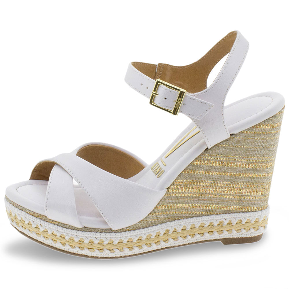 Sandália Feminina Anabela Vizzano - 62834043 Branco - Cloviscalcados