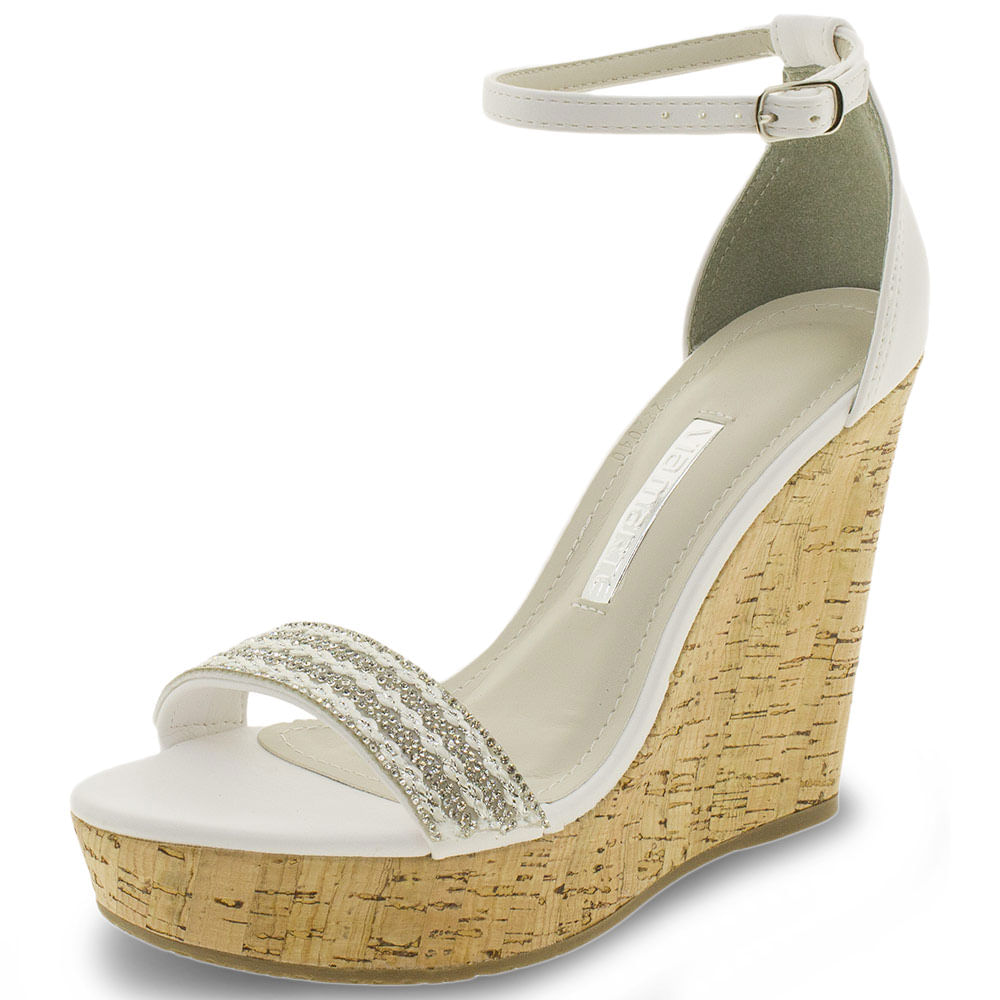 Sandália Feminina Anabela Via Marte 1819302 Branco cloviscalcados