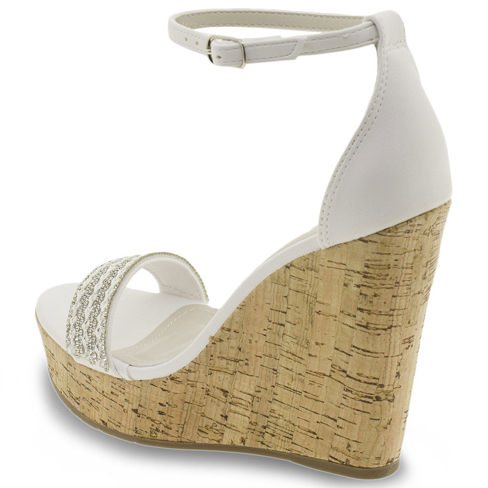 Sandalia Anabela Via Marte Branca Sandália Feminina Anabela Via