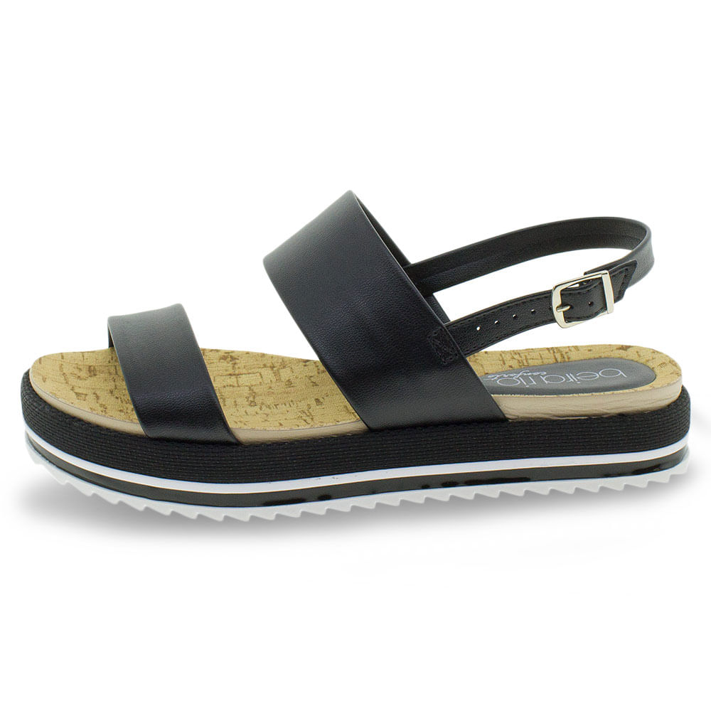 Sandália Feminina Flatform Beira Rio 8354403 Preto/branco