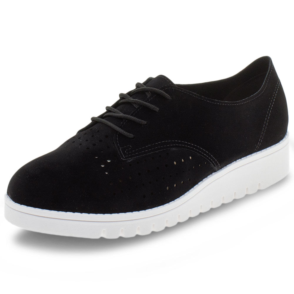Sapato Feminino Oxford Beira Rio 4174328 Preto/camurça