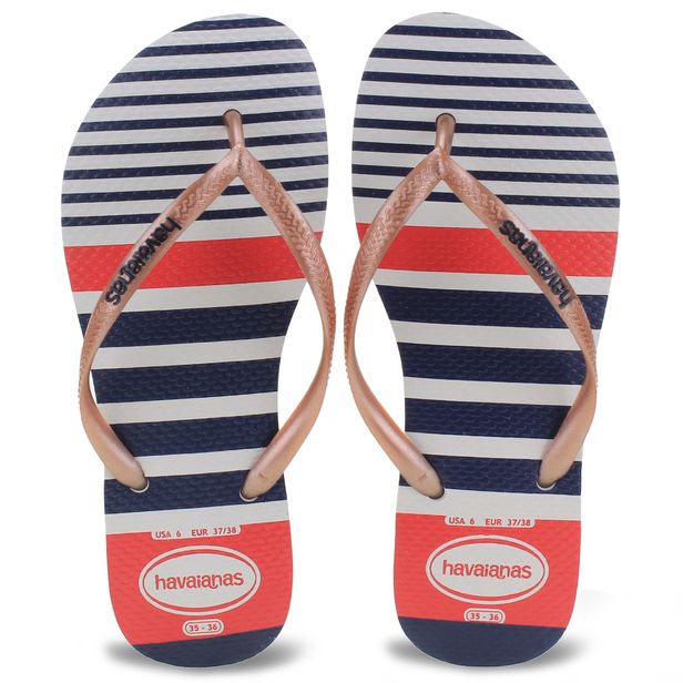 Chinelo Feminino Slim Nautical Havaianas - 4137125 BRANCO/BEGE 33/34