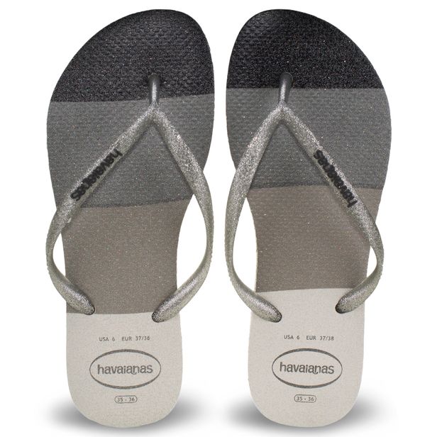 Chinelo Feminino Slim Palette Havaianas - 4145766 BRANCO/CINZA 33/34