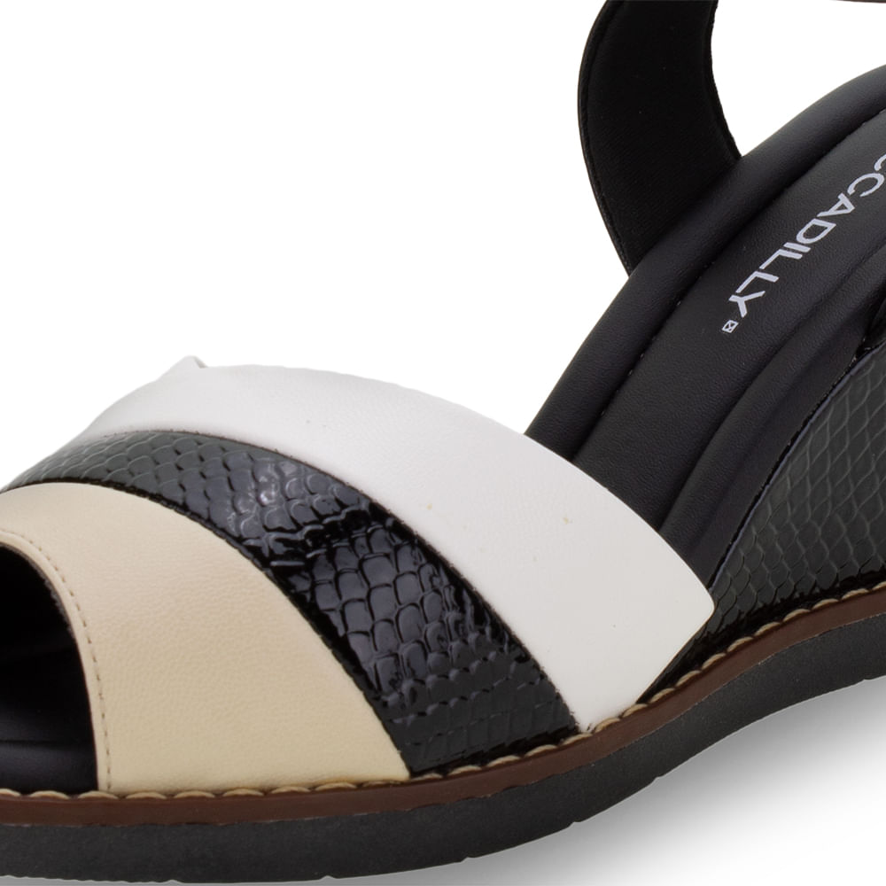 Sandália Feminina Anabela Piccadilly 428018 PRETO/BRANCO 34