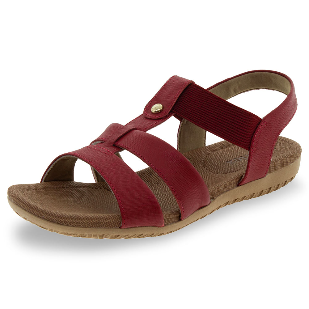 Sandália Feminina Salto Baixo Usaflex - R1834 Vermelho | Clovis Sandália Feminina Salto Baixo Usaflex - R1834 Vermelho | Clovis