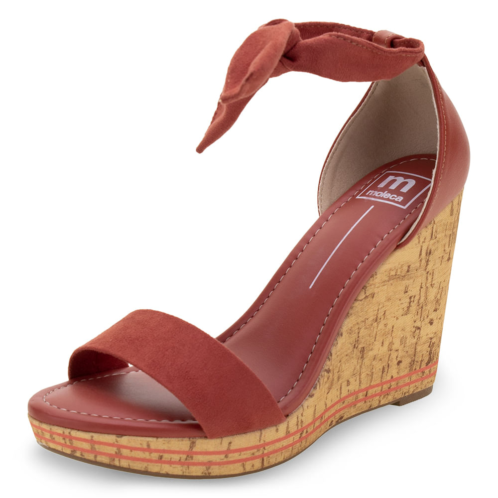 Sandália Feminina Anabela Moleca 5411726 Canela cloviscalcados