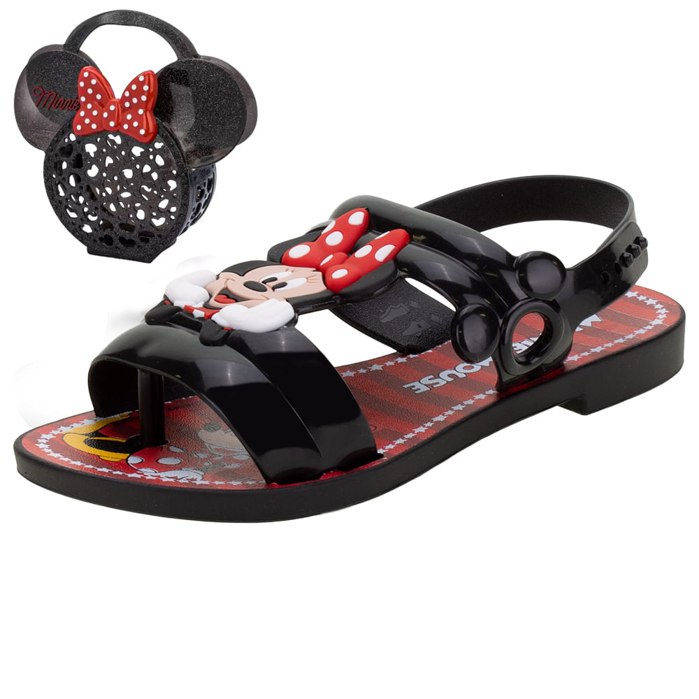 Sandália Infantil Minnie Show Bag Grendene Kids 22167 Preto