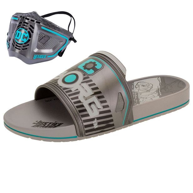 Chinelo Infantil Slide Liga da Justiça Grendene Kids - 22445 CINZA 28